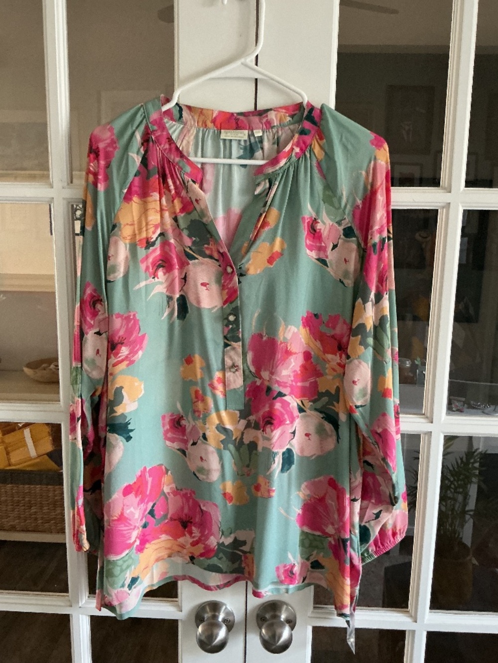 Spartina 449 100% Silk Floral Cora Blouse - XXL